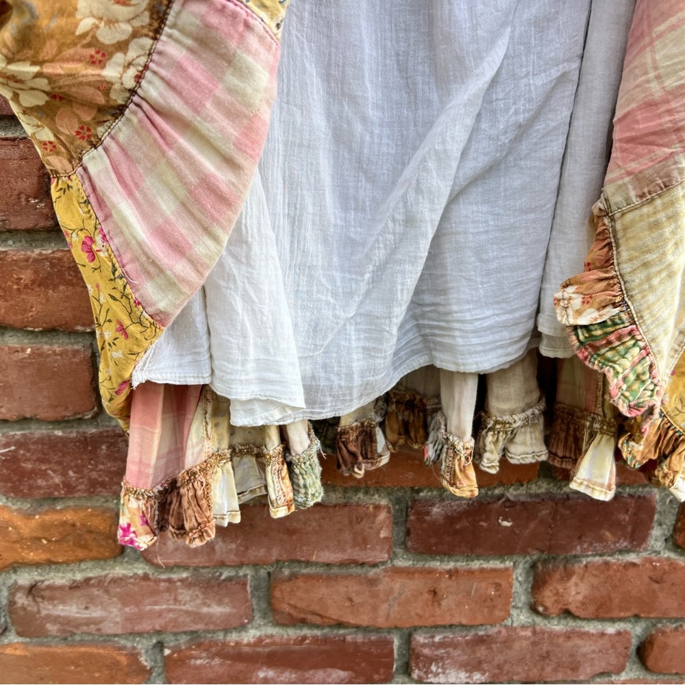 Young Threads Boho Patchwork Ruffled Denim Prairie Skirt - Picture 6 of 8